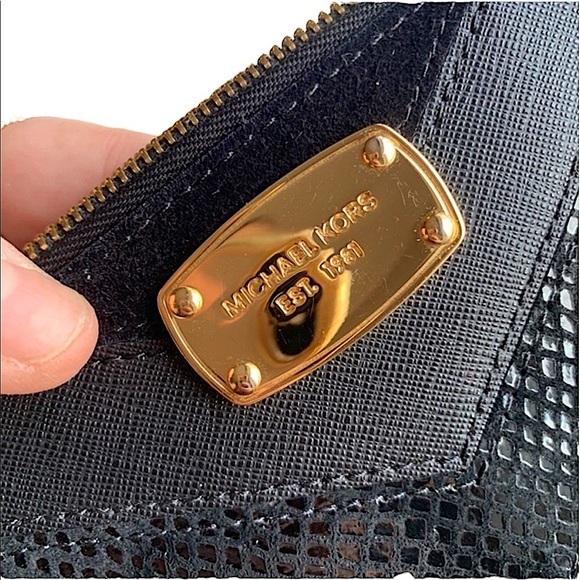 Snake Skin/Suede & Leather MK Wristlet - Picture 9 of 10